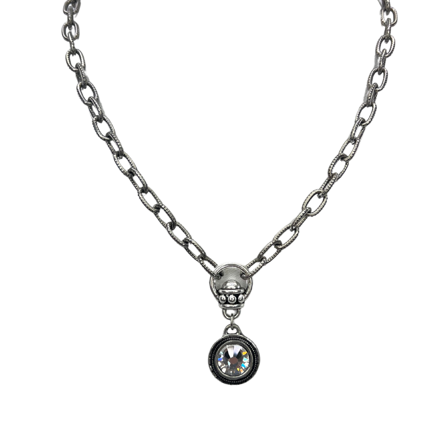 Sterling Plated Reproduction Crystal Necklace