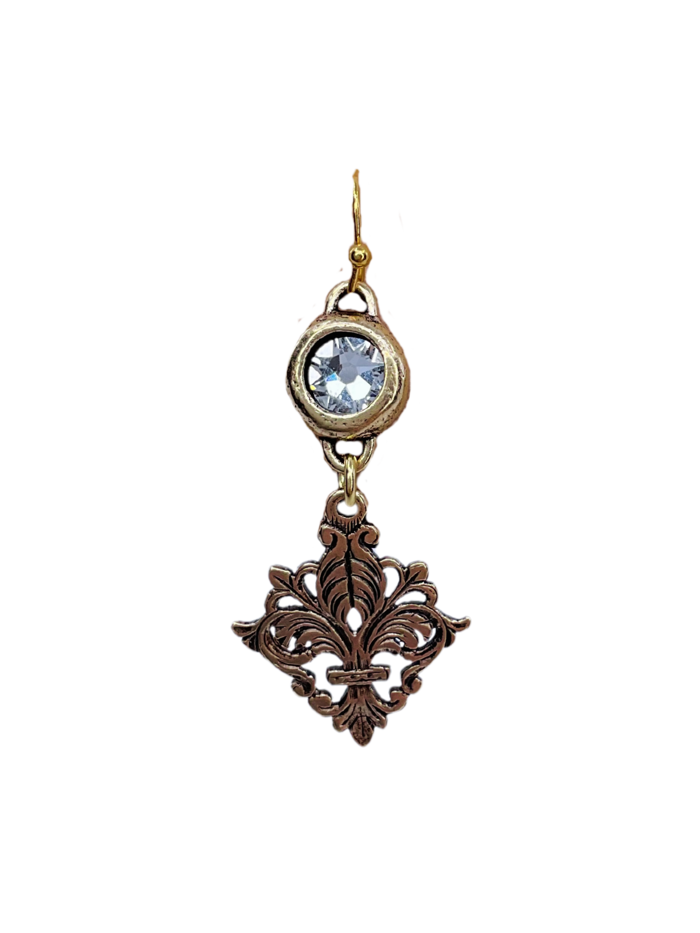 Swarovski Crystal and Fleur De Lis Earrings
