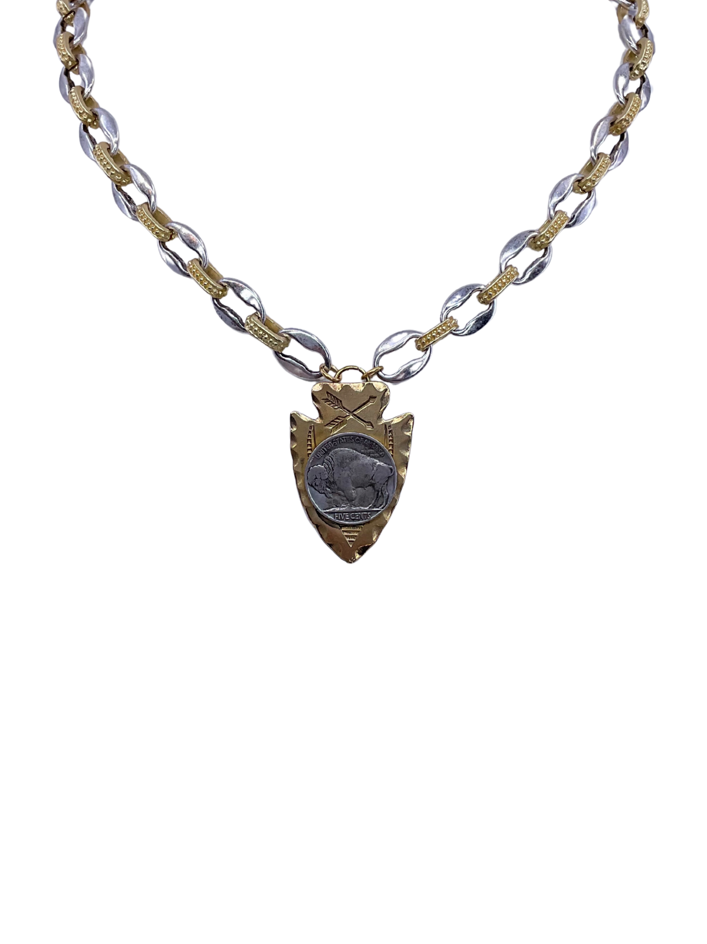Vintage Mixed Metal Chain with Vintage Buffalo Coin
