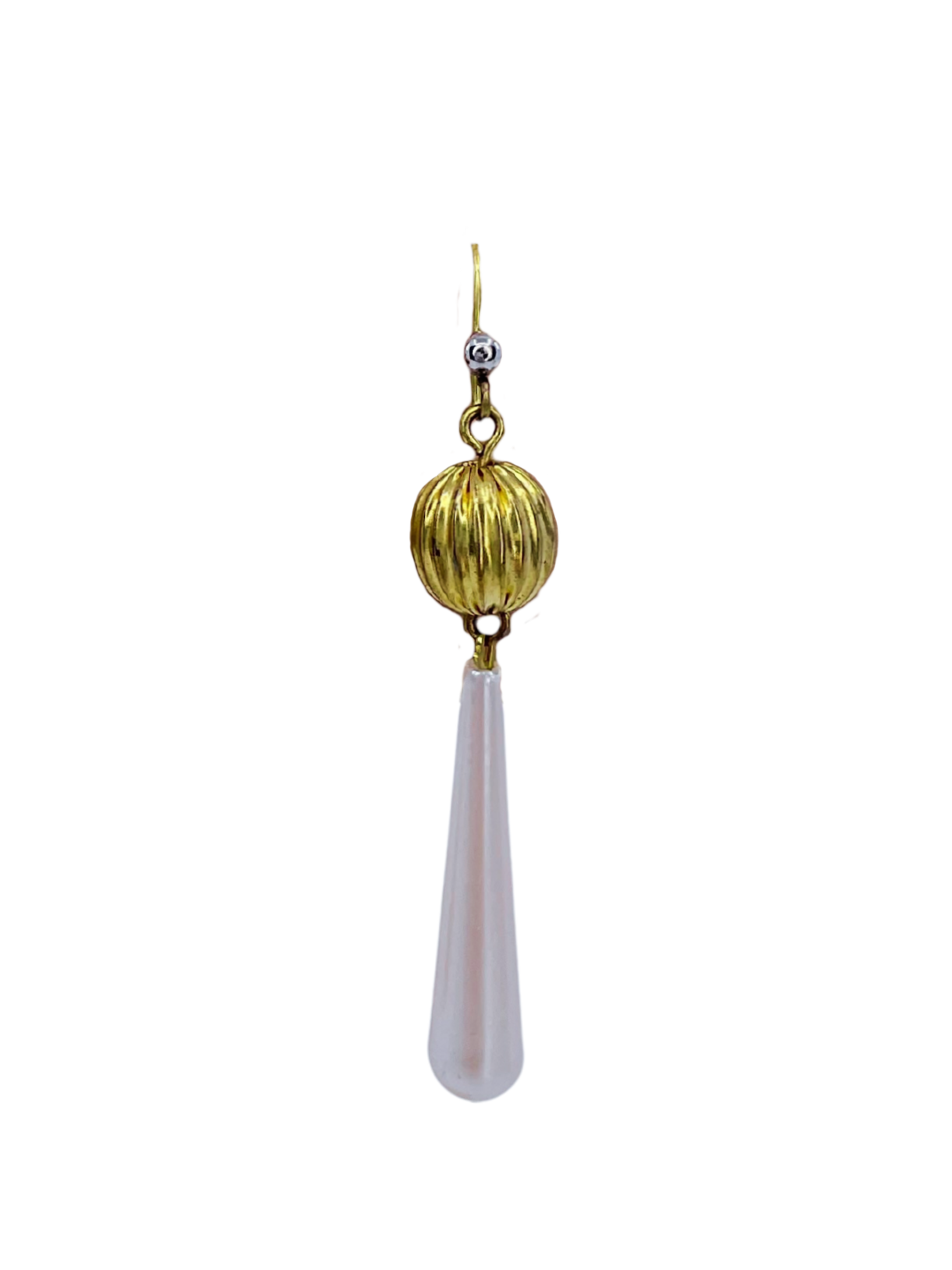 Vintage Fluted and Long Pearl Drop Earrings