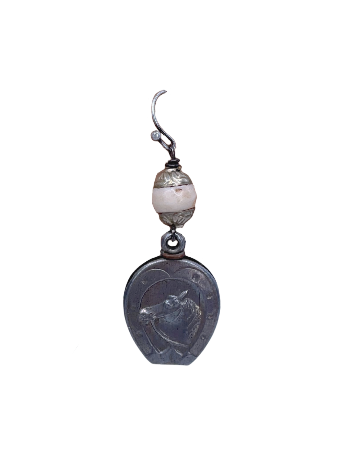 Bone and Vintage Horse Fob Earrings