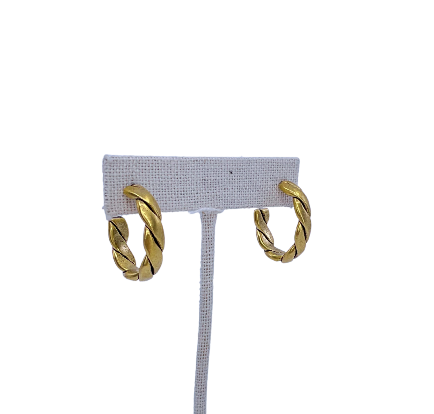 Gold Plated Vintage Rope Small Hoop Earrings