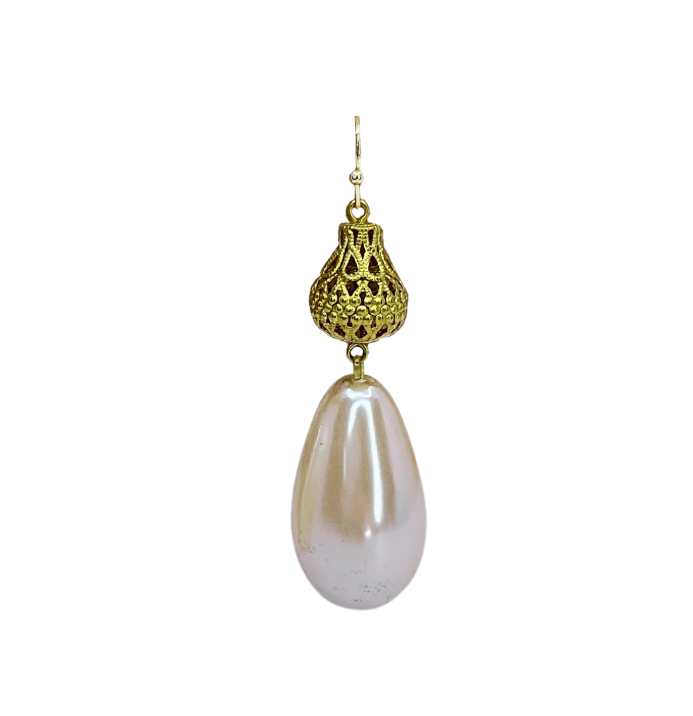 Vintage Filigre and Faux Pearl Earrings