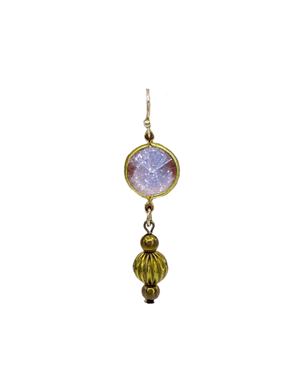 Vintage Fluted and Circle Crystal Drop Earrings