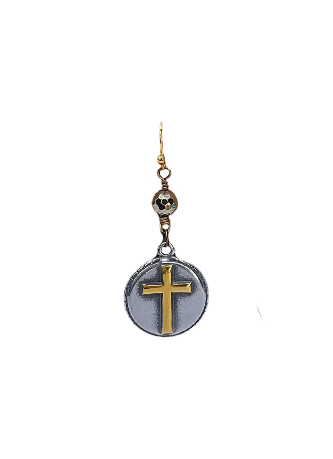 Mixed Metal Cross Earrings