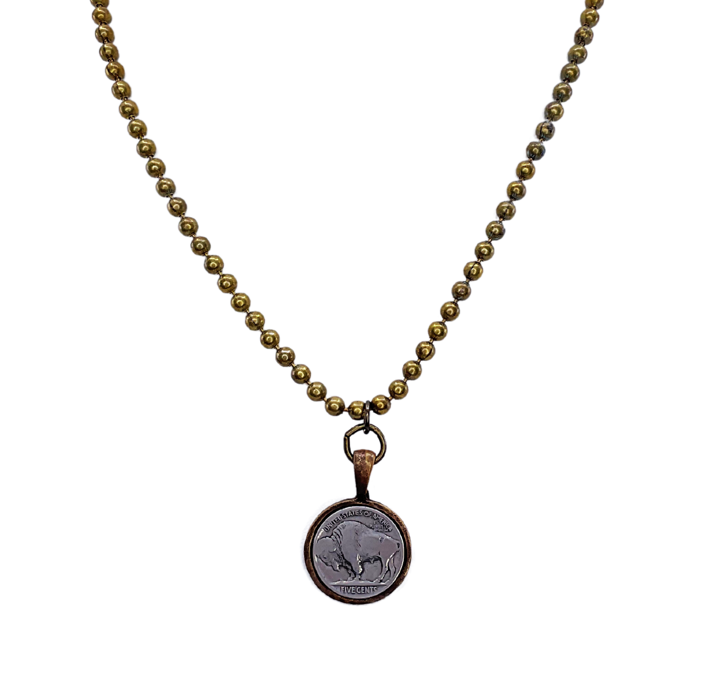 Vintage Bead Chain with Buffalo Nickel pendant