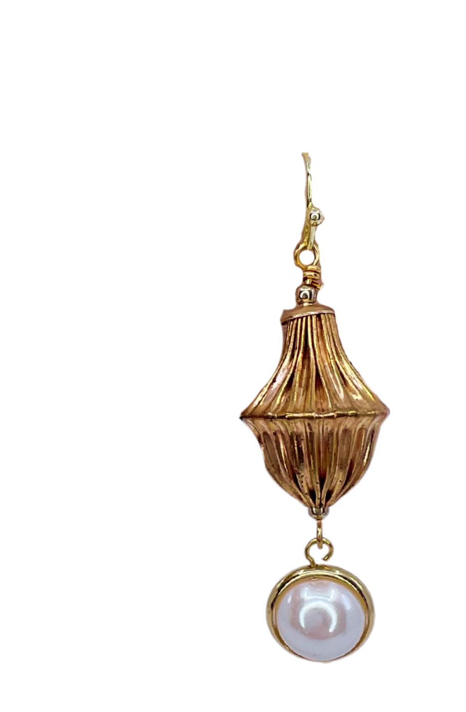 Vintage Fluted and Pearl Drop Earrings