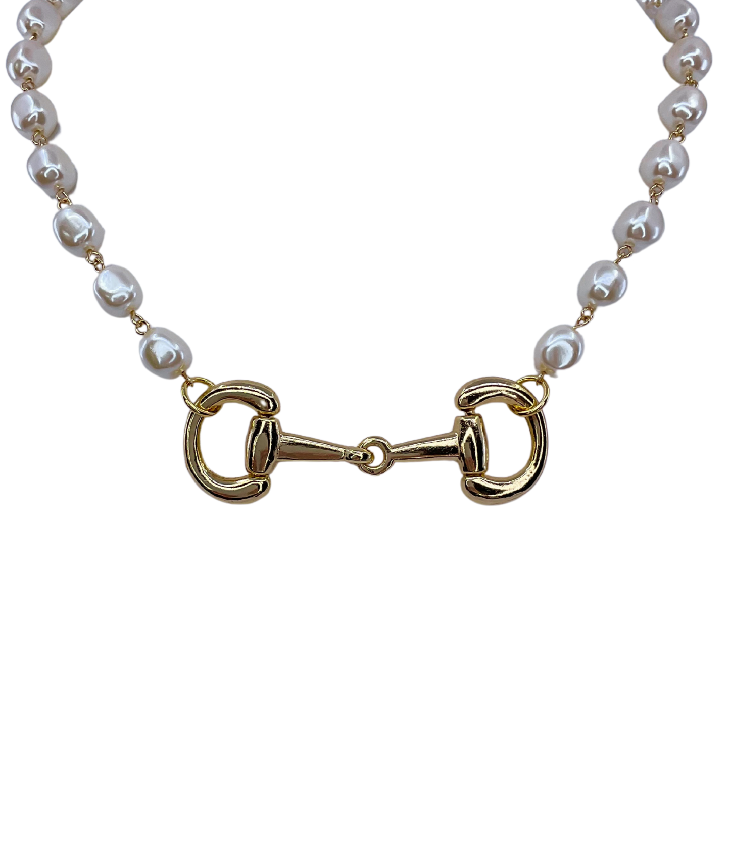 Vintage Faux Pearls With Vintage 3.5" Horse Bit