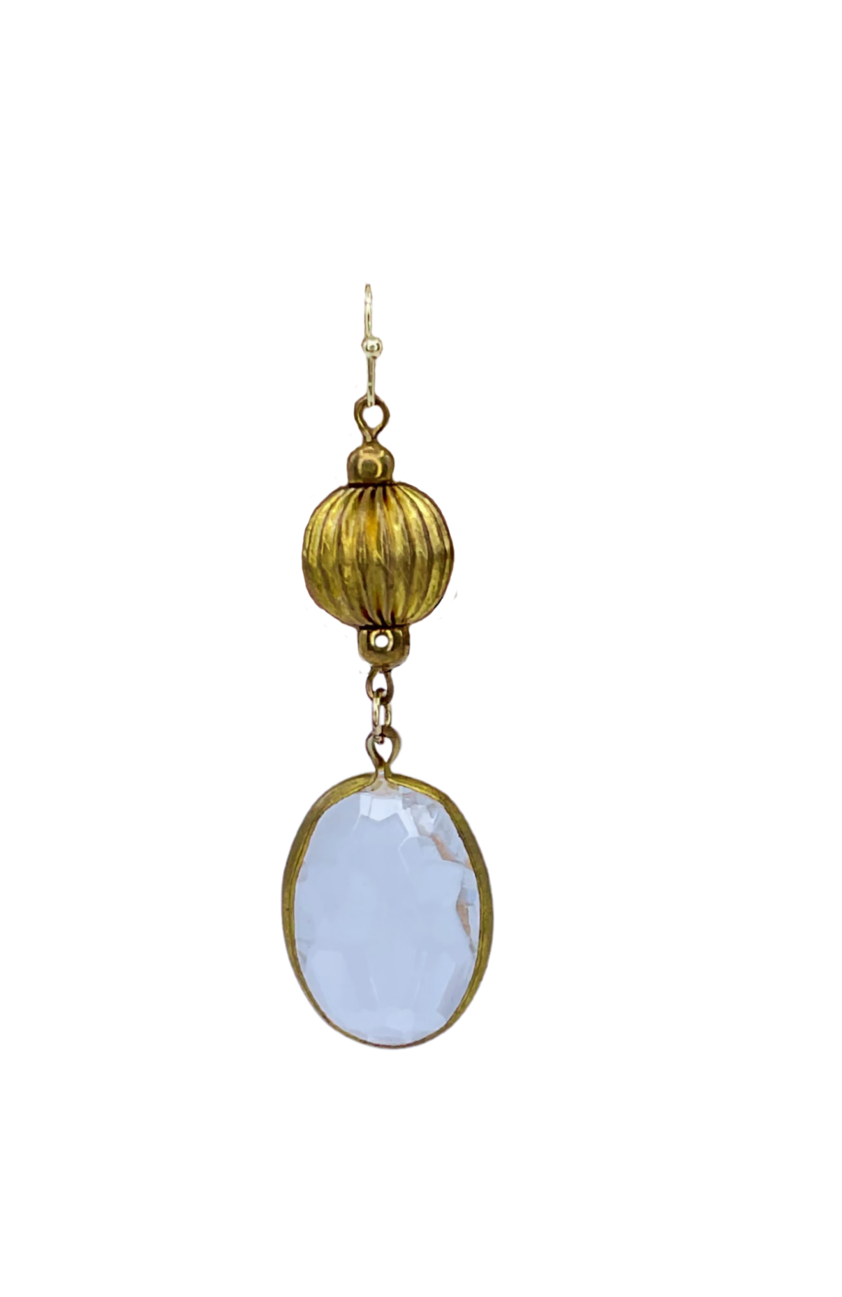 Vintage Fluted Large Crystal Drop Earrings