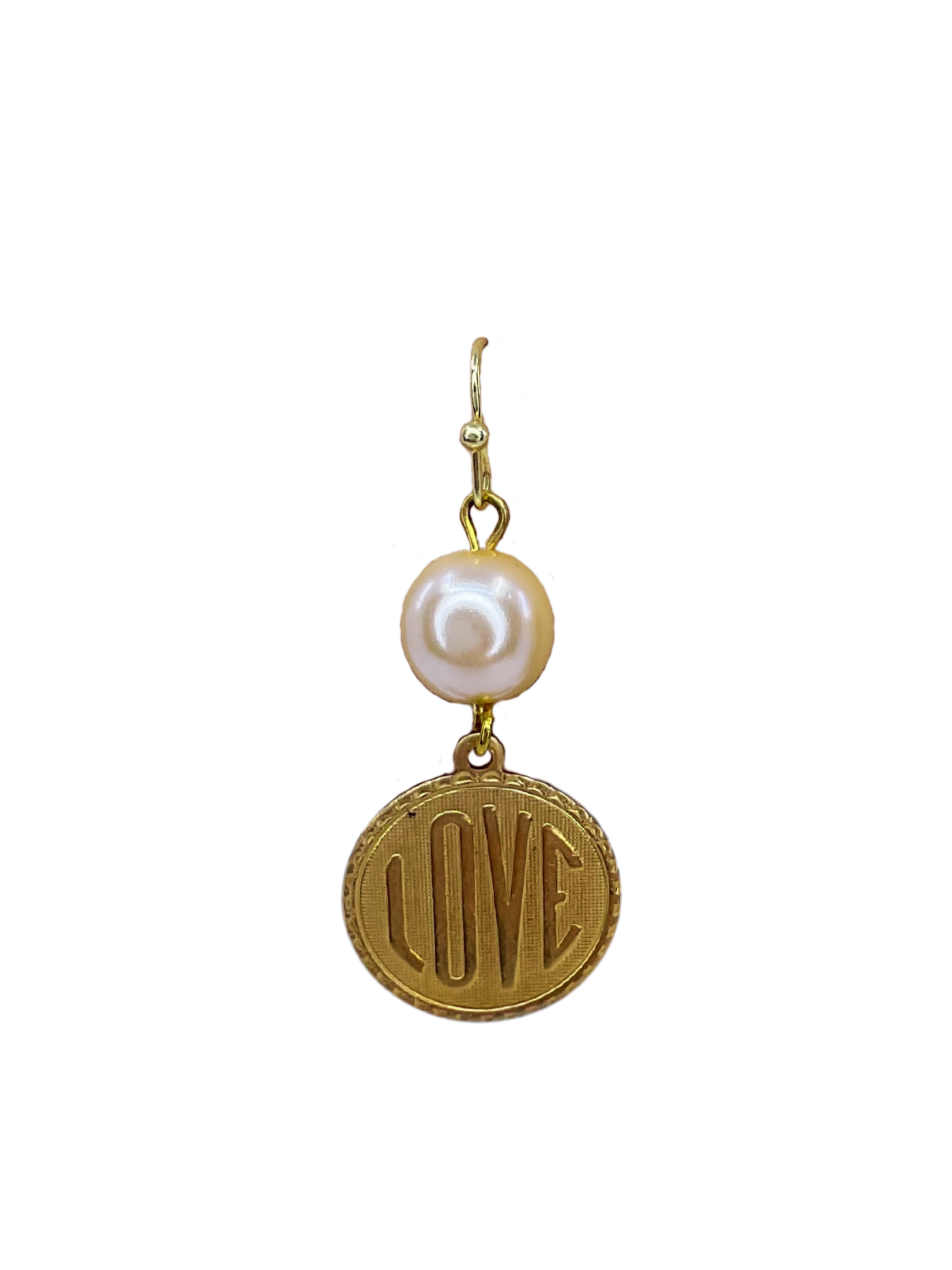 Vintage Gold Plated Love charm with Vintage Pearl