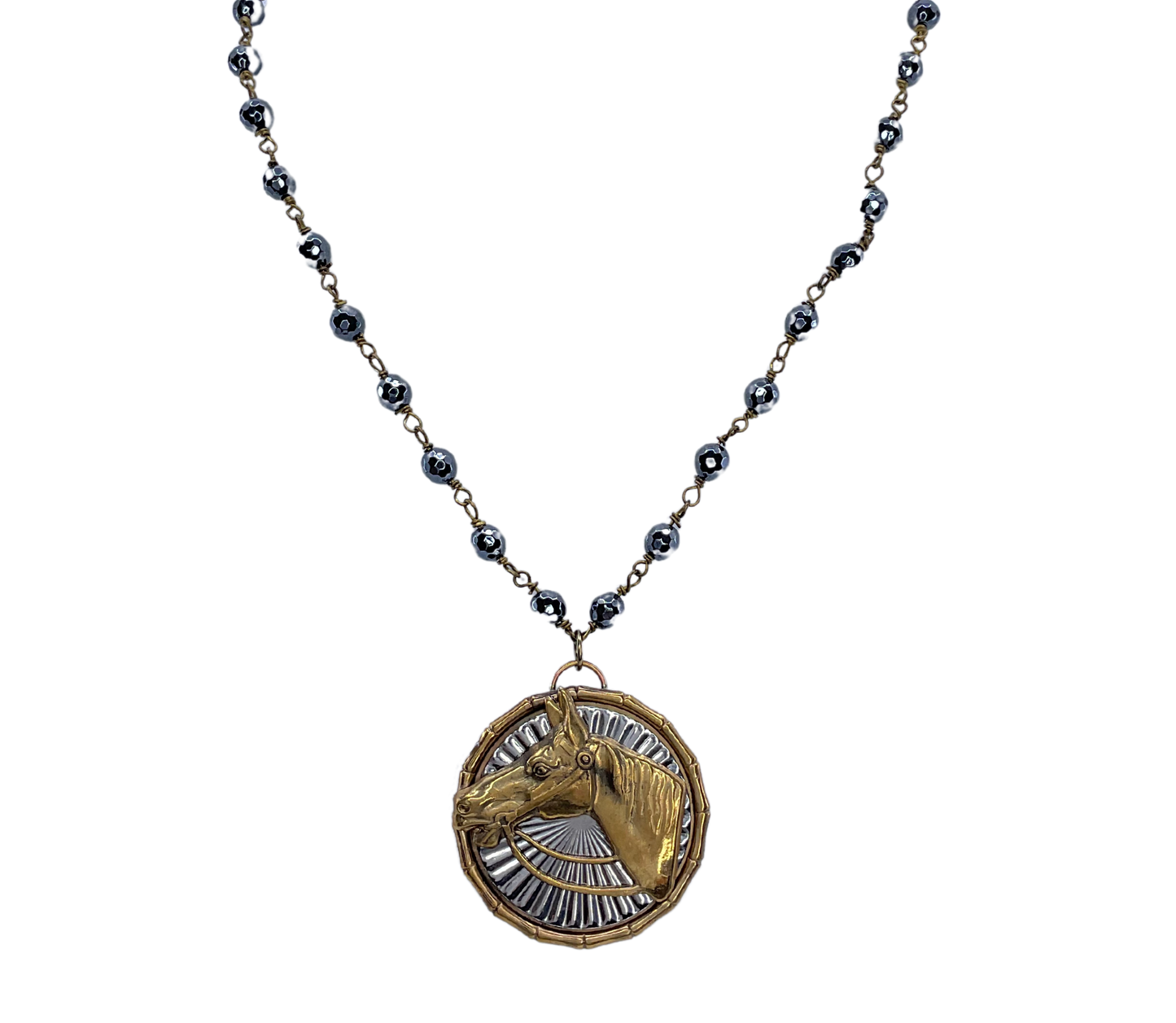 Hematite Horse Pendant