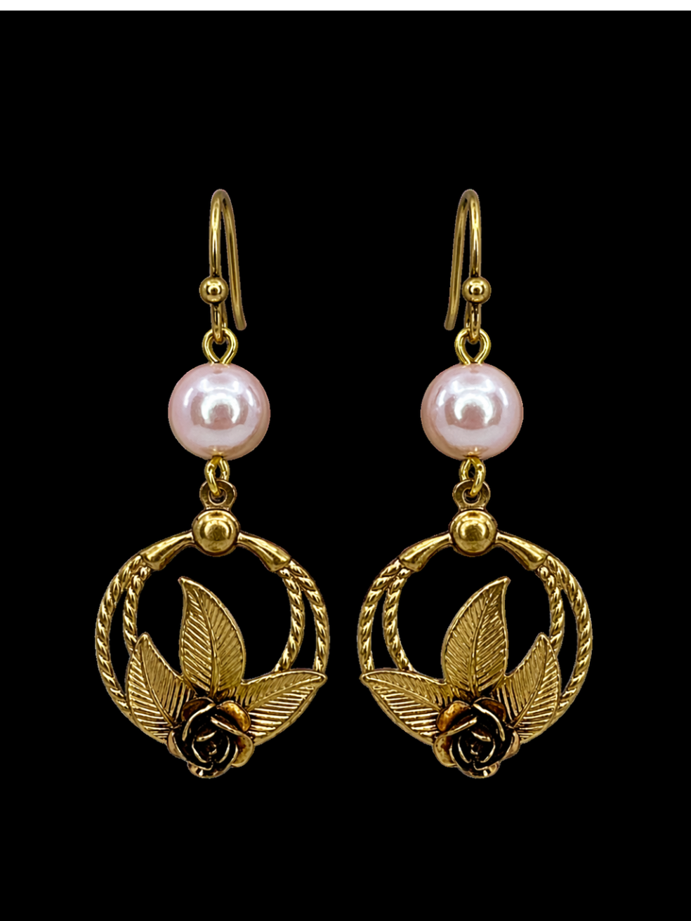 Gold Plated Pearl and Flower Earrings