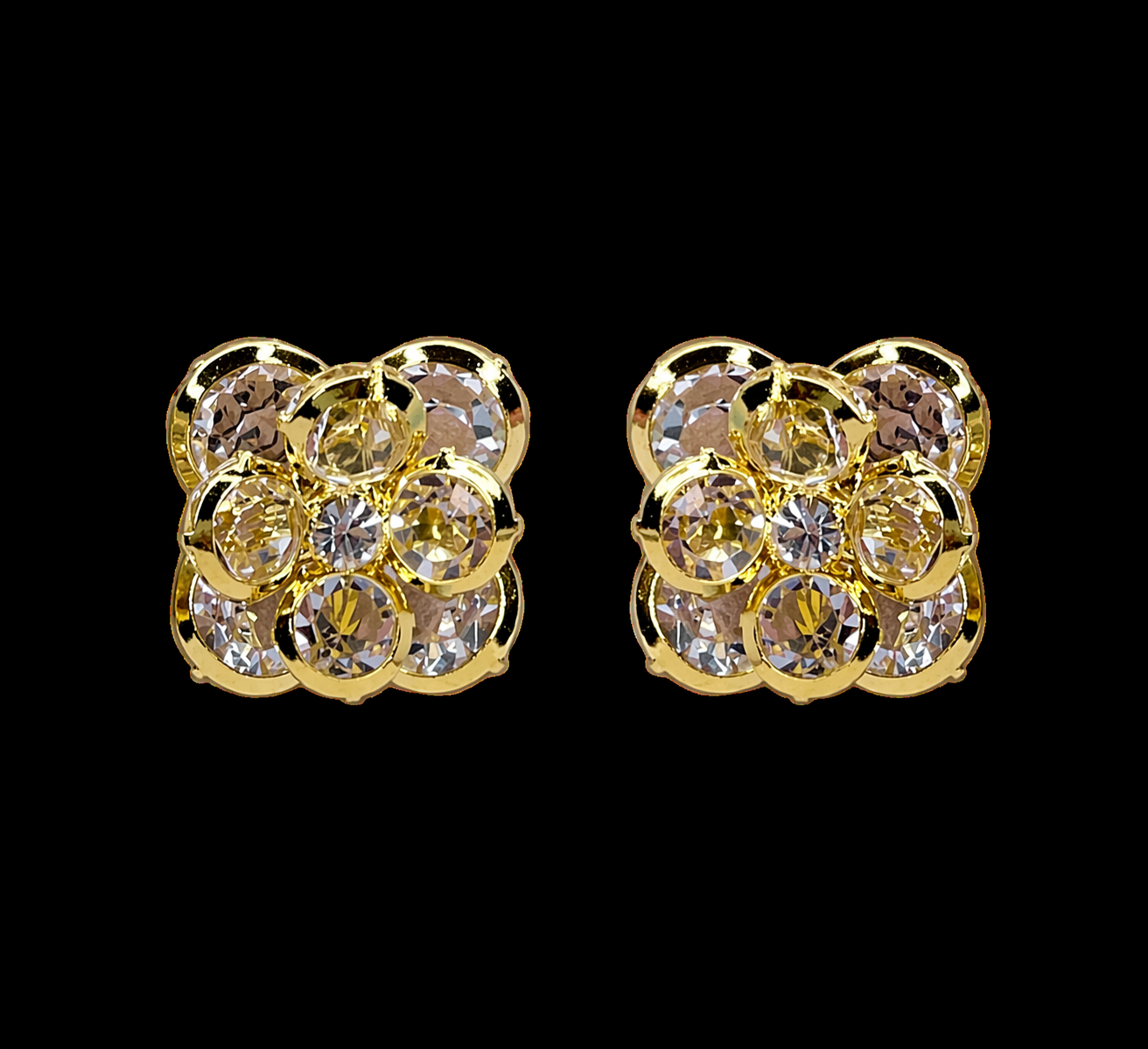 Vintage Czech Crystal Flower Earrings