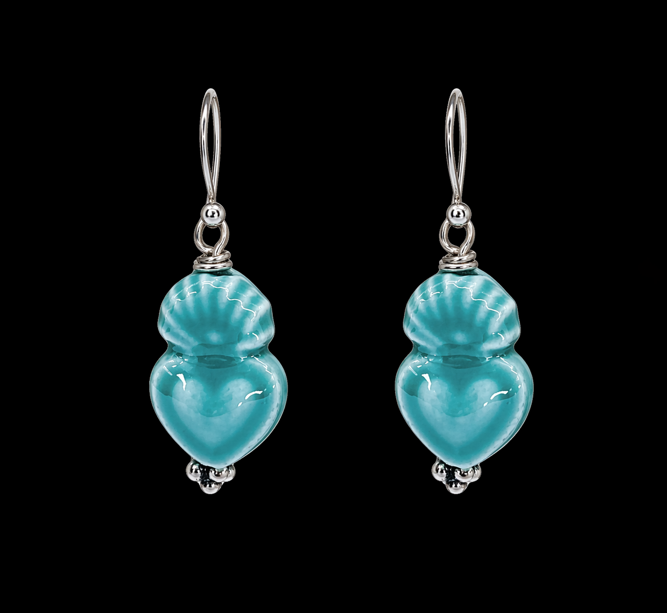 Turquoise Ex Voto Heart Earrings