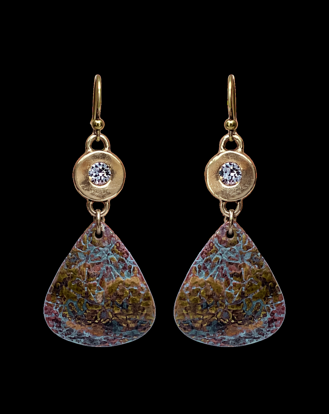 Patina And Swarovski Crystal Earrings