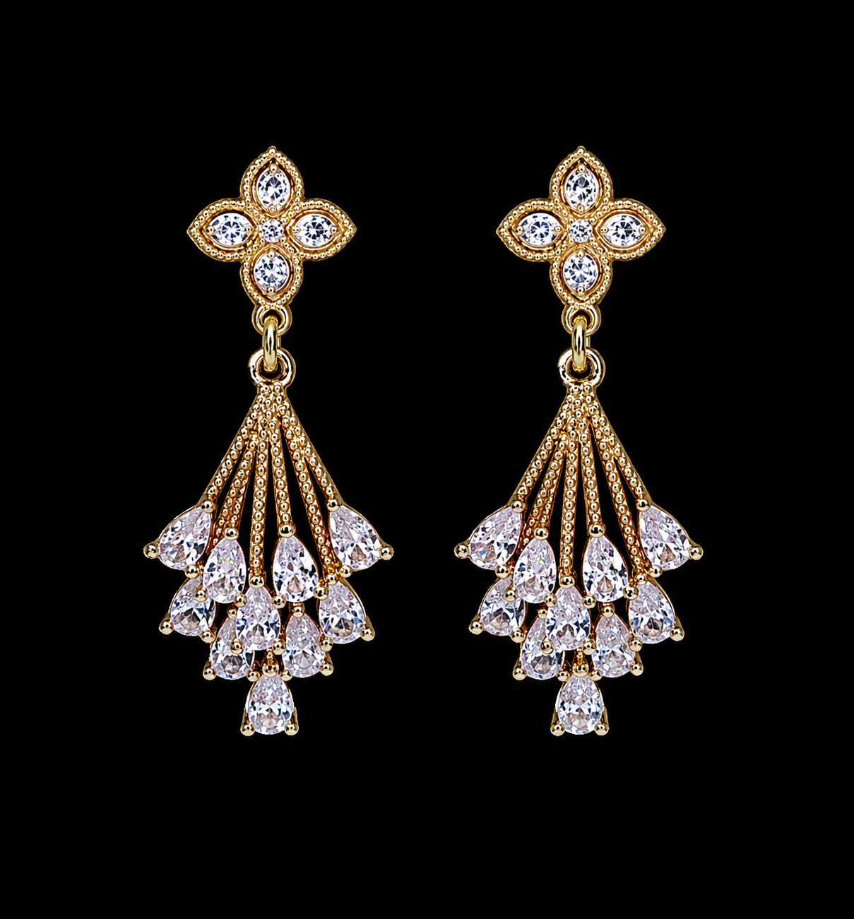 CZ Fan Drop Earrings