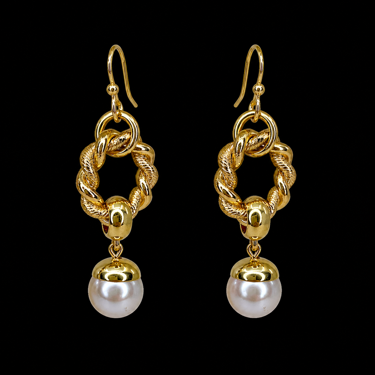 Vintage Rope and Pearl Earrings