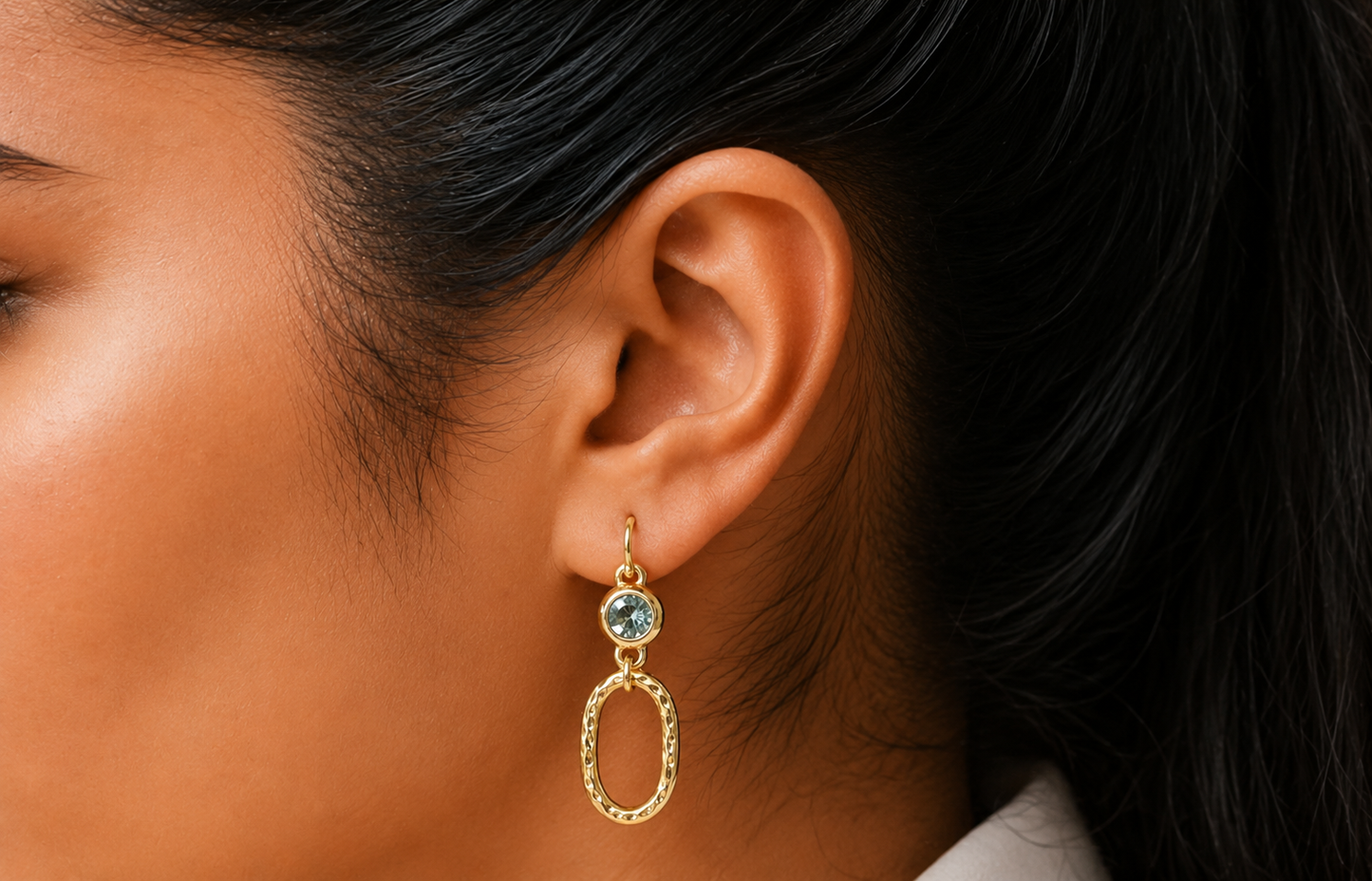 Repurposed Black Diamond Oval Earrings