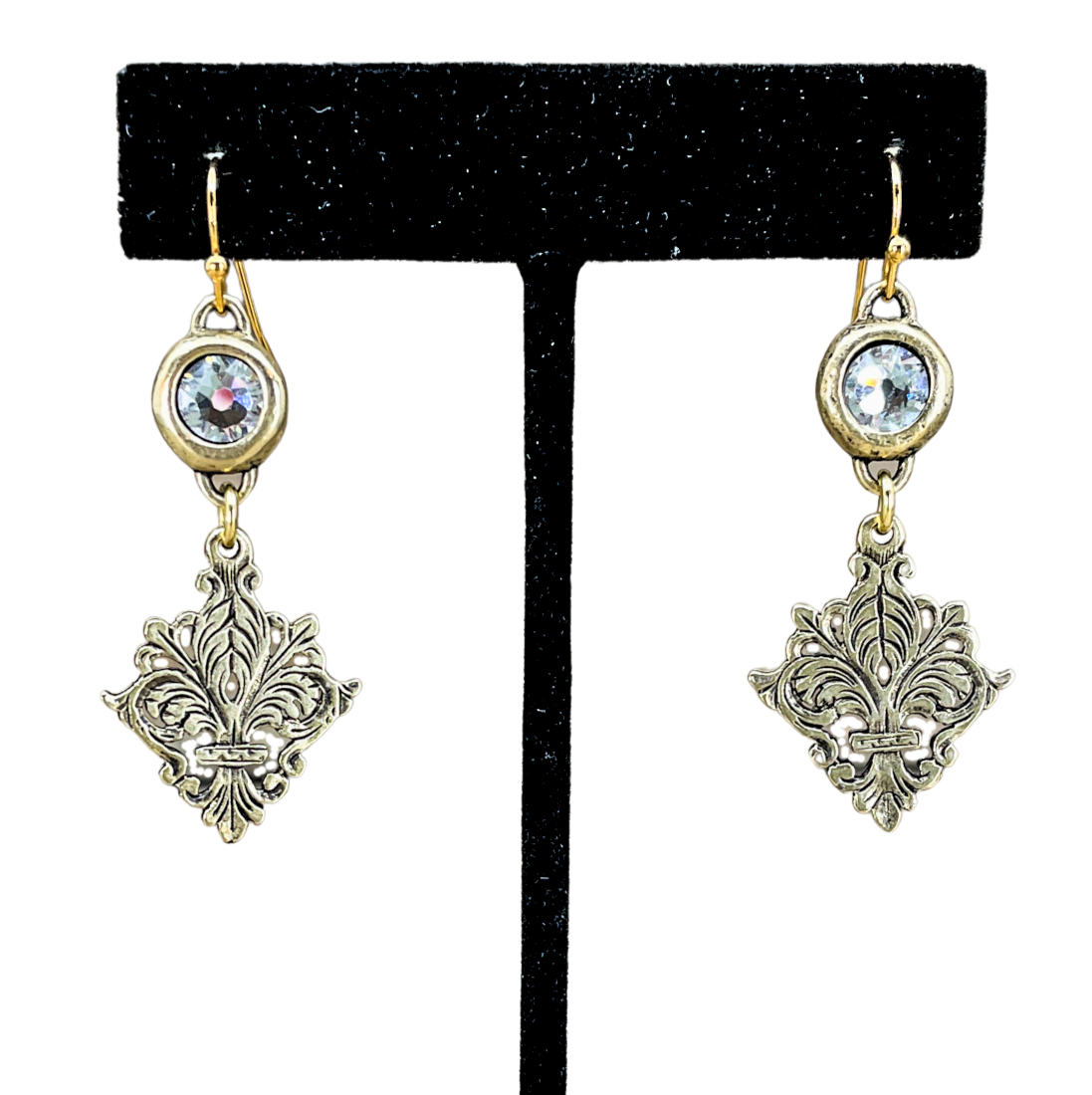 Fleur-De-Lis Rhinestone Earrings