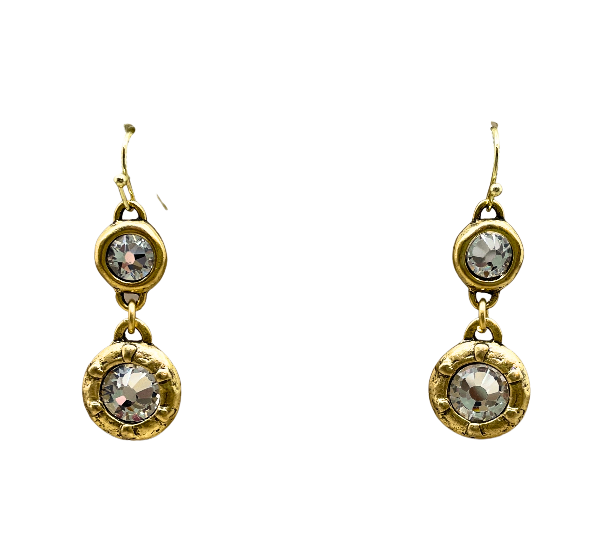 Gold Plated Double Swarovski Crystal Earrings