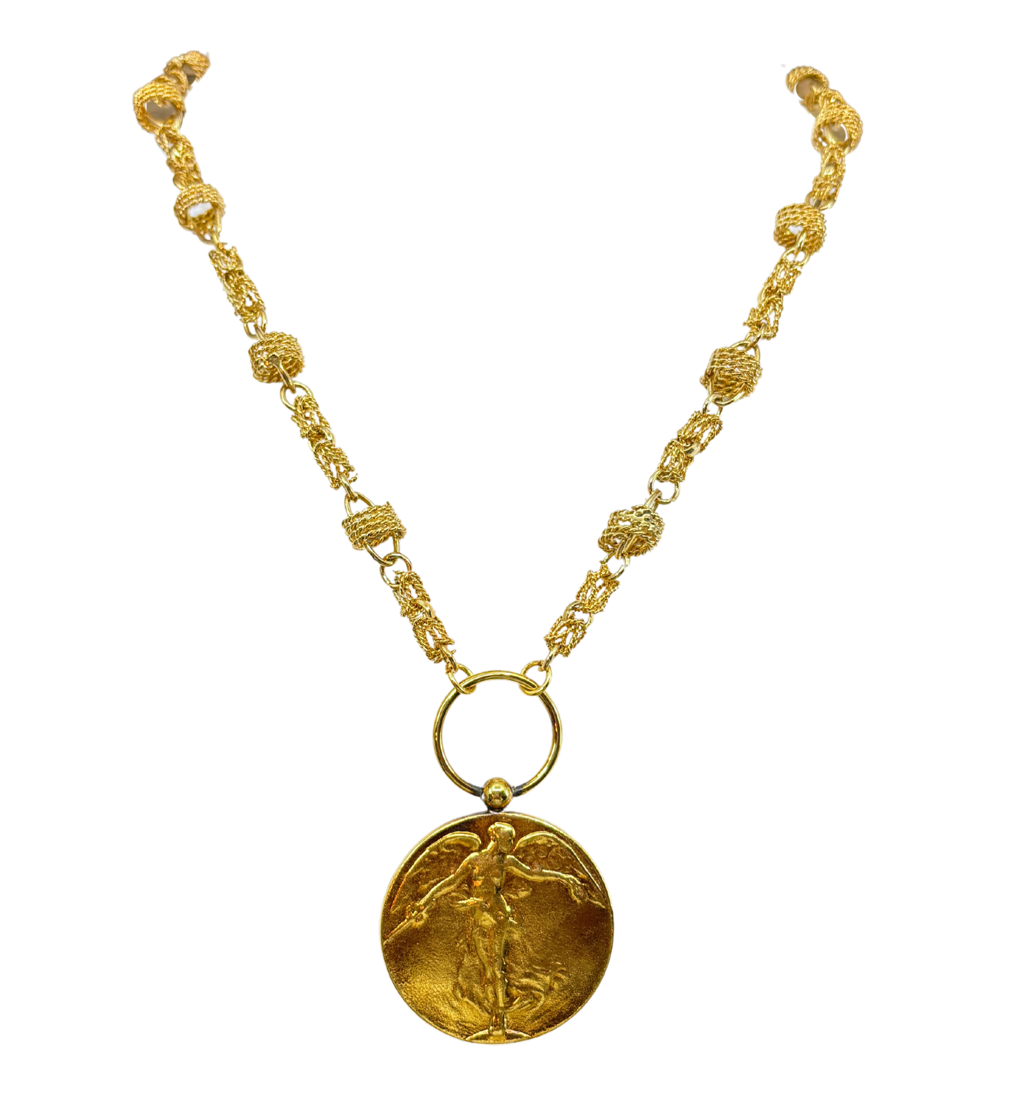 Gold Plated Victory Medal Pendant Necklace