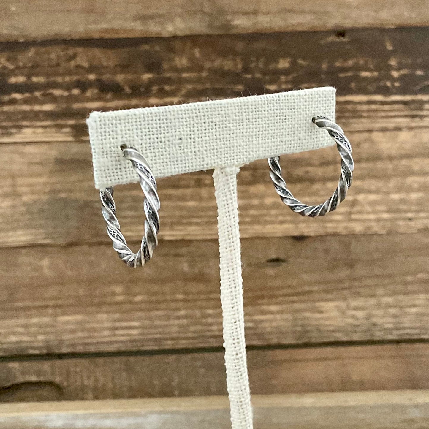 Small Silver Plated Vintage Hoop Earrings