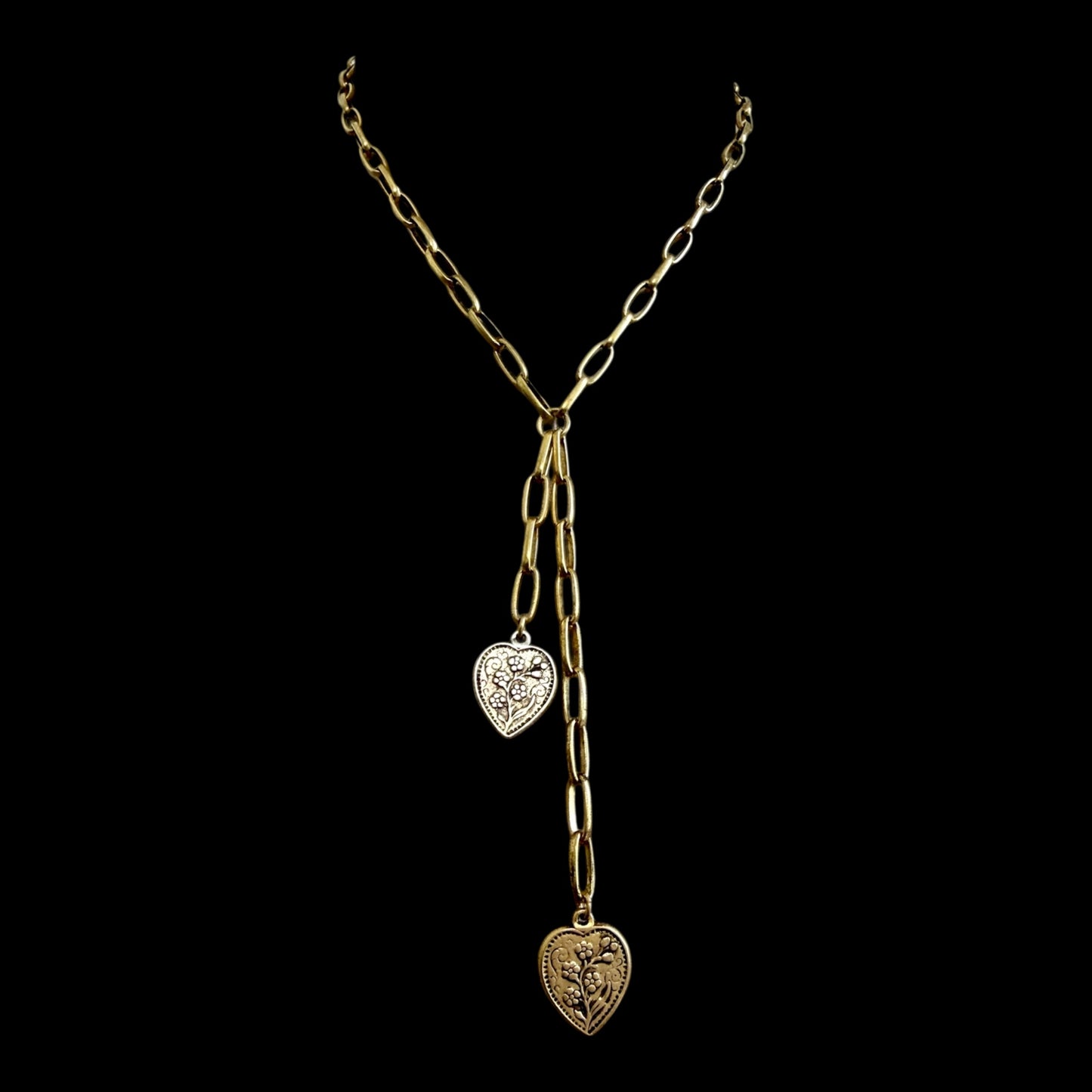 Gold and Silver Plated Heart Lariat