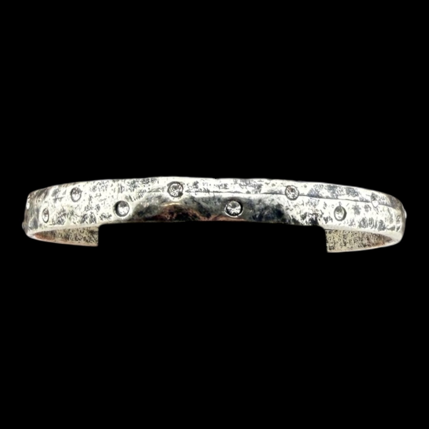 Vintage Reproduction Sterling Plated Bangle With Small Crystals