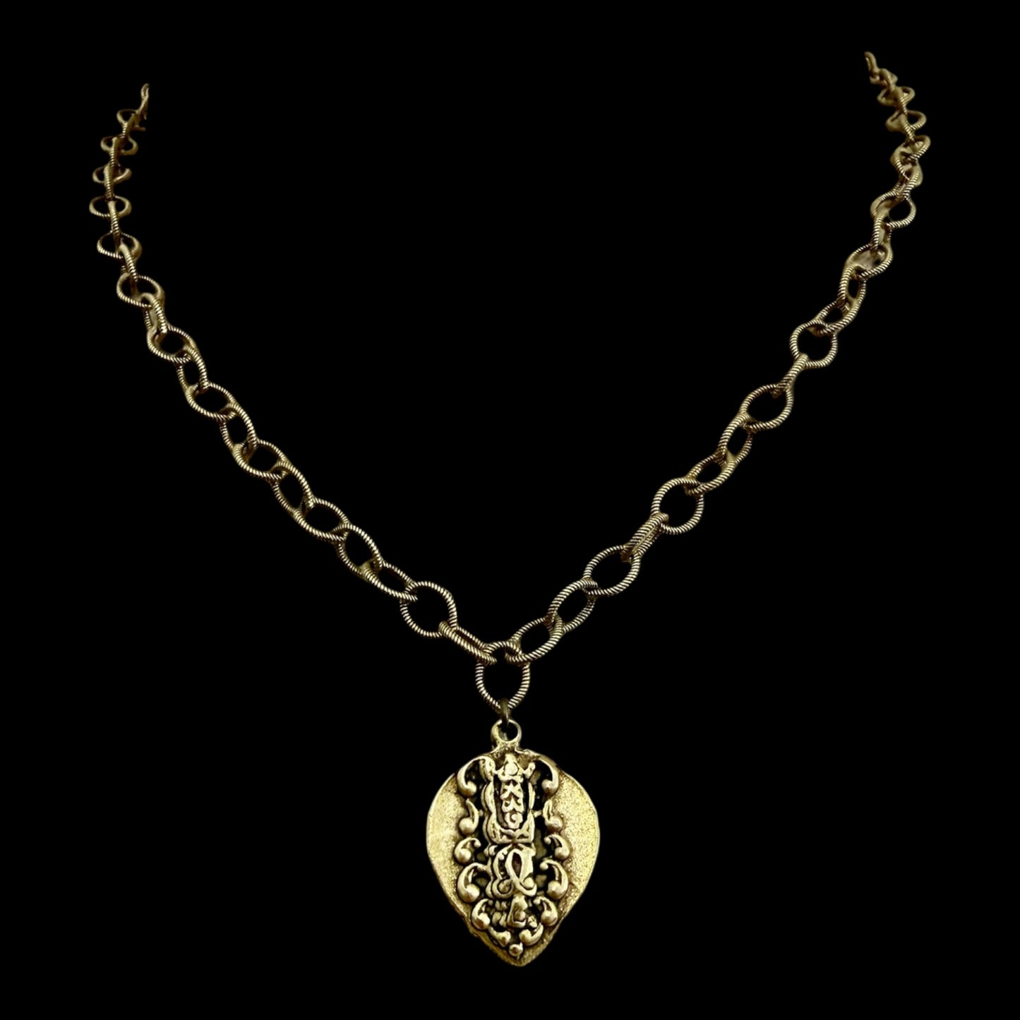 Vintage Reproduction Gold Plated Chain with Dove Heart