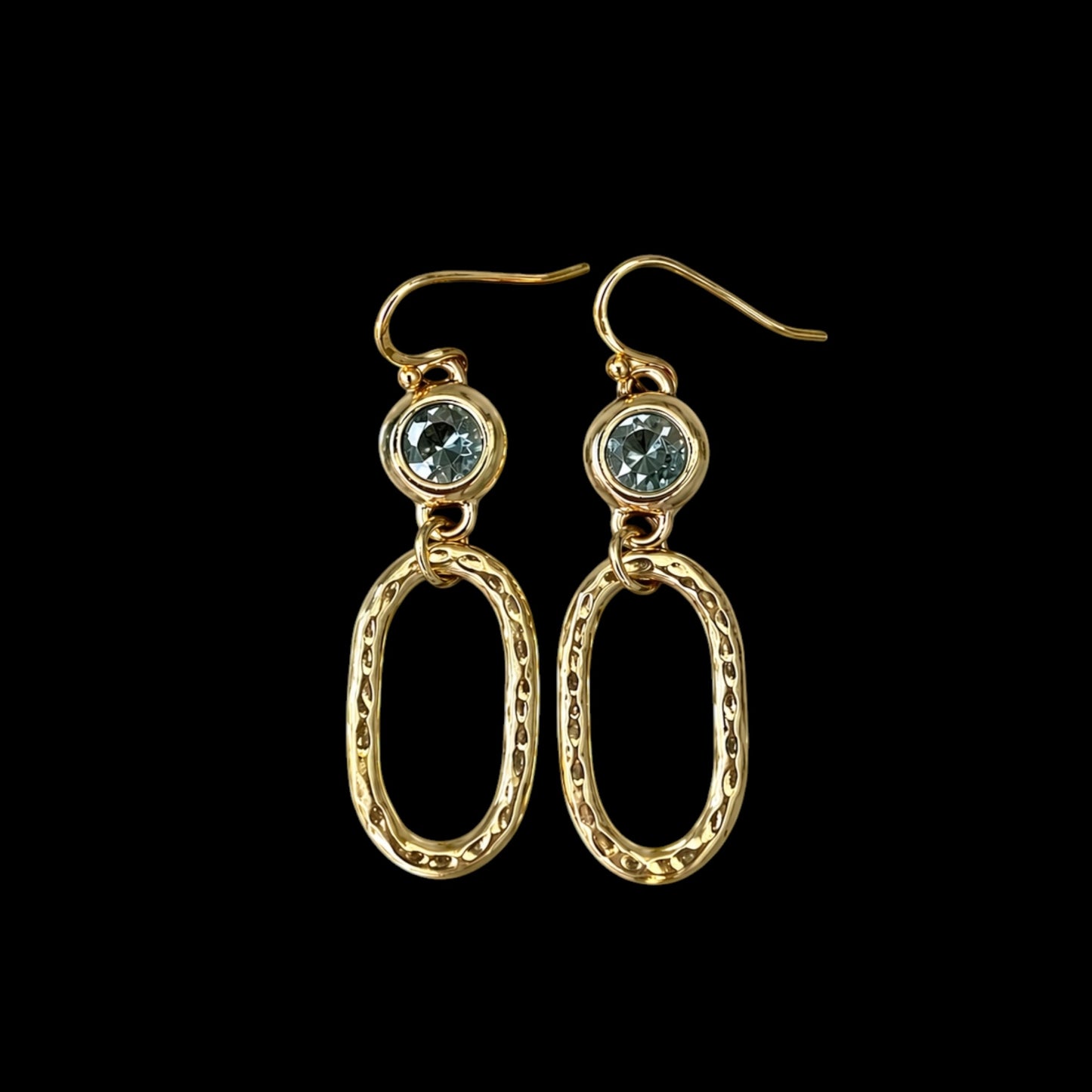 Repurposed Black Diamond Oval Earrings