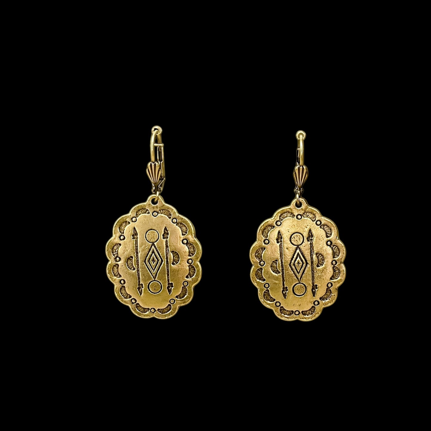 Vintage Gold Plated Reproduction Artisanal Scalloped Earrings