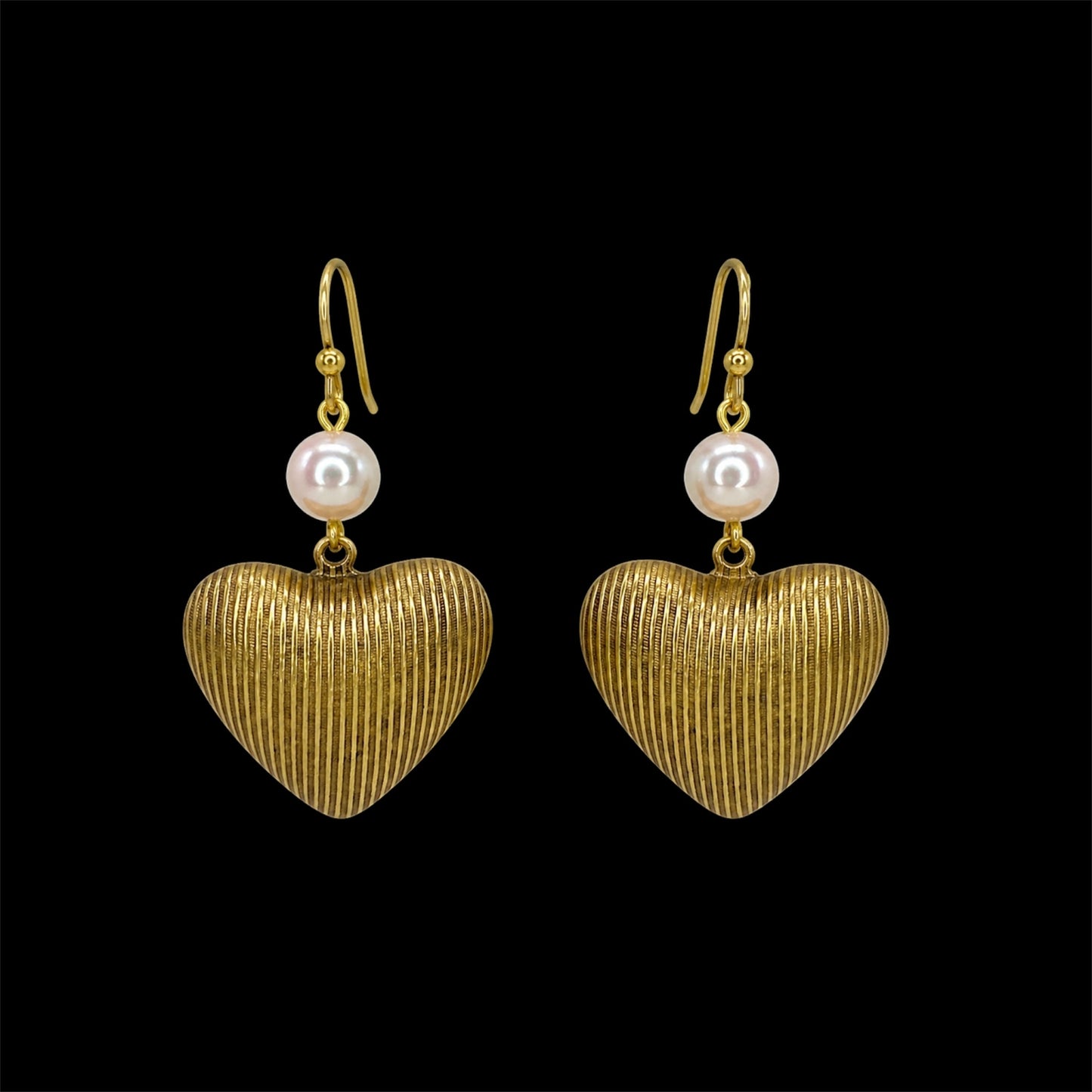 Vintage Gold Plated Hearts with Vintage Pearls