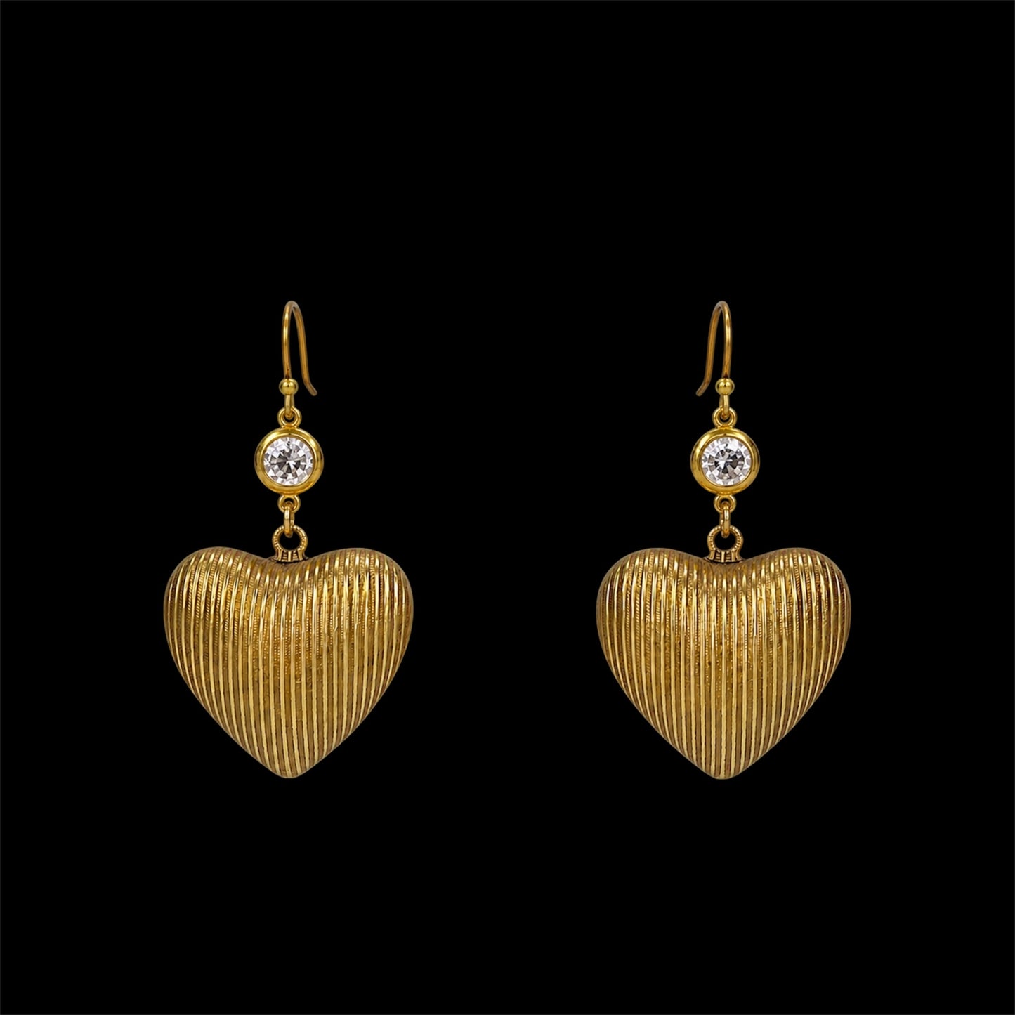 Vintage Gold Plated Hearts with Swarovski Crystal
