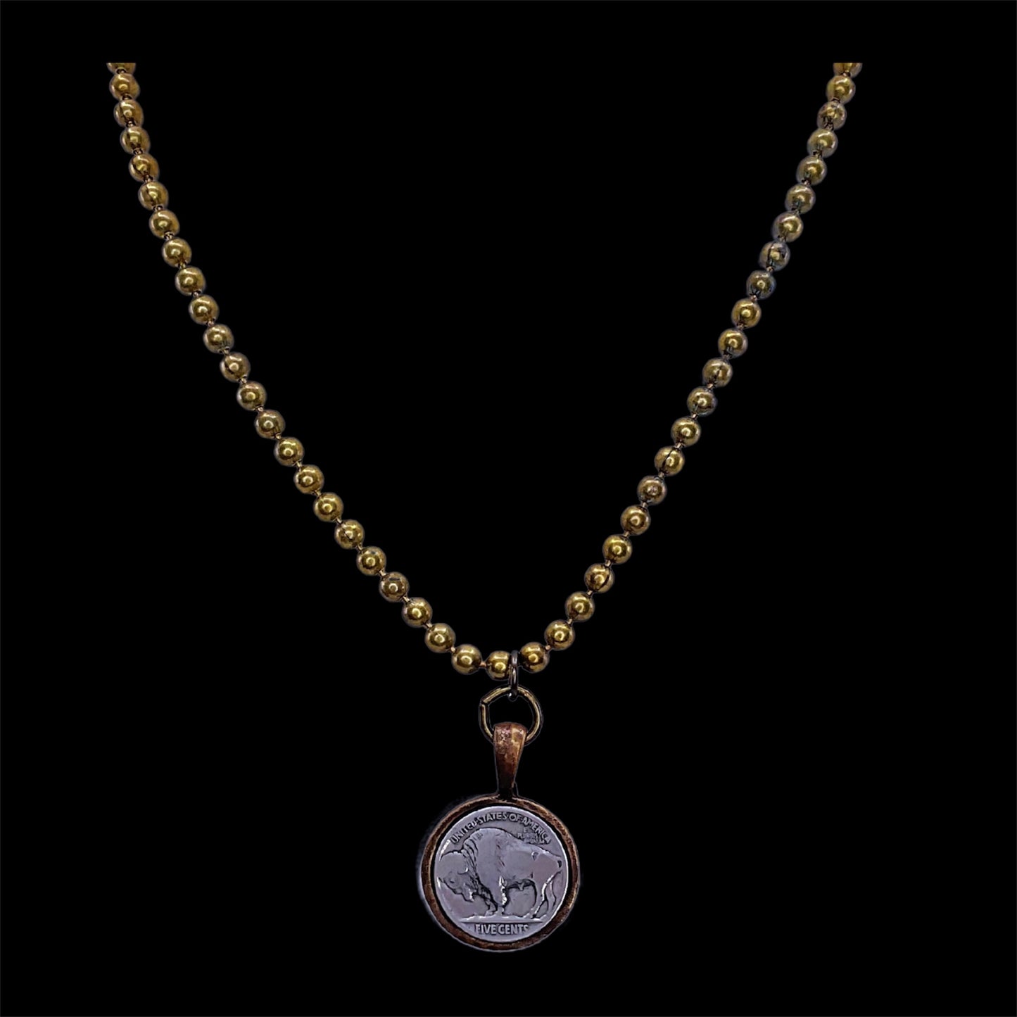 Vintage Bead Chain with Buffalo Nickel pendant
