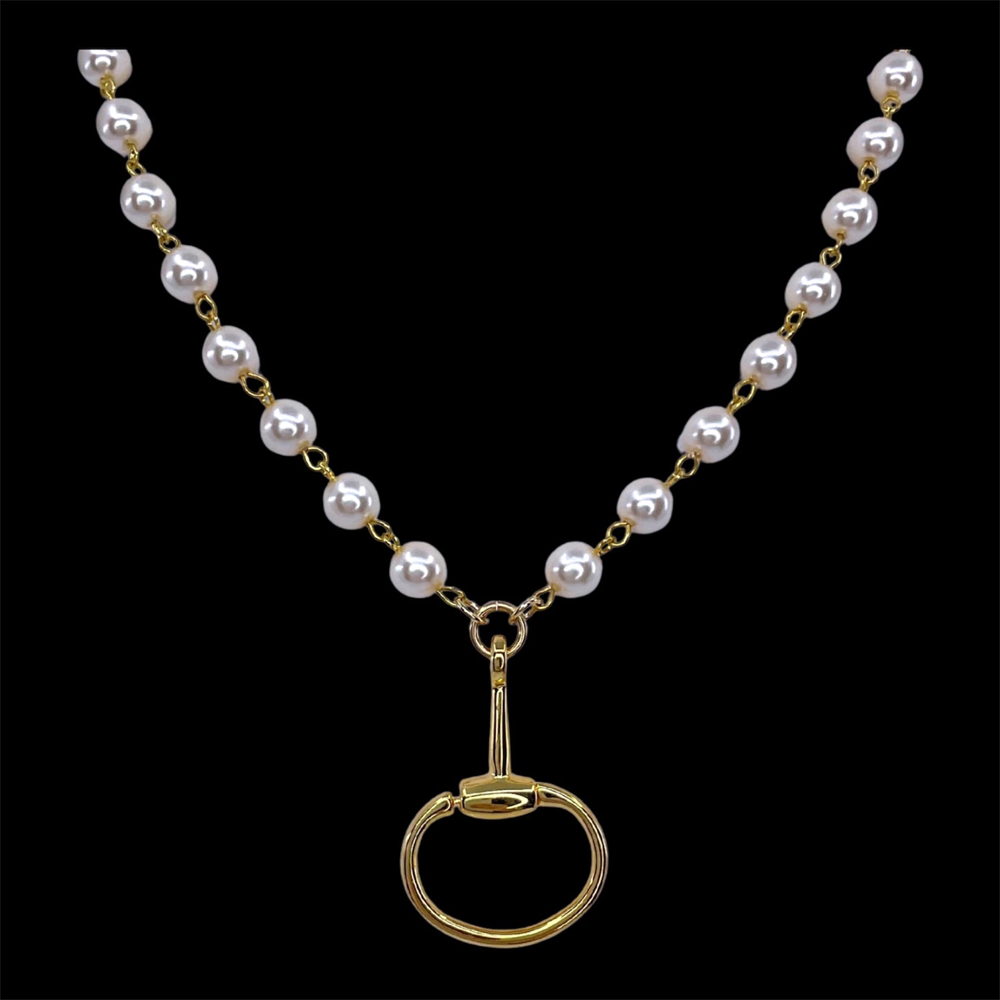 Vintage Faux Pearls With Vintage Gold Plated Horse Bit