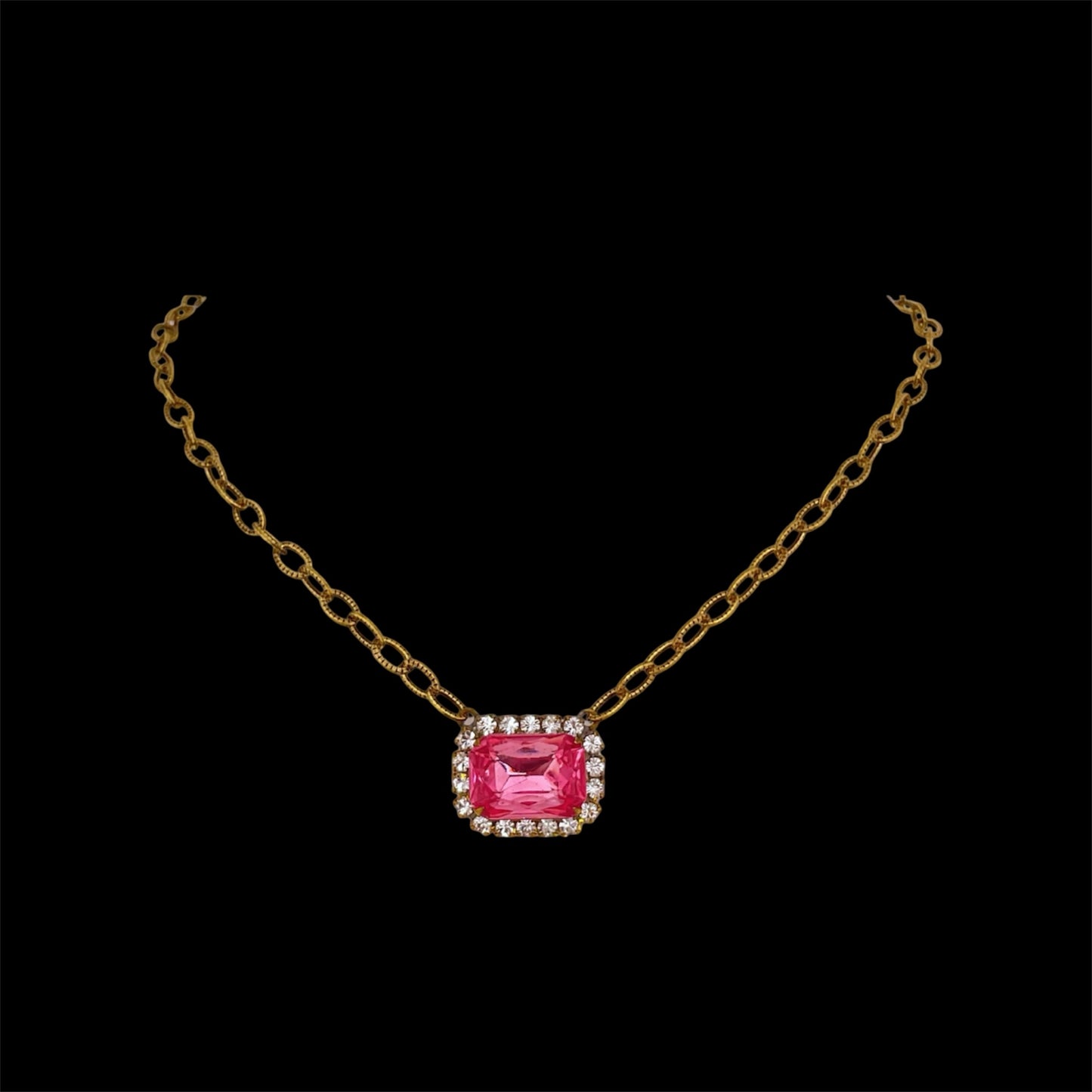 Vintage Chain With Vintage Pink Crystal