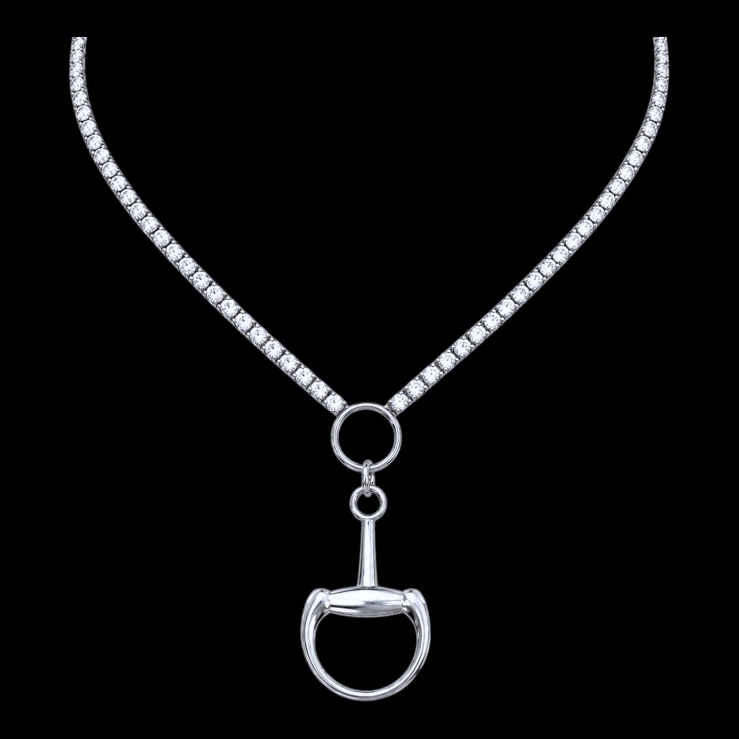 Vintage Rhinestone Chain with Vintage Sterling Plated Horse-Bit