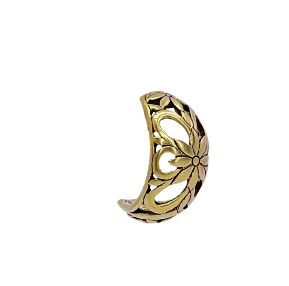 Reproduction Gold Plated Floral Half Hoop Earrings