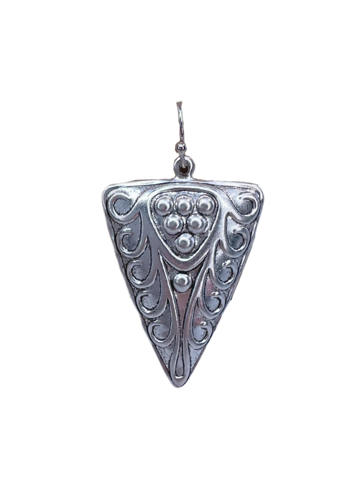 Sterling Plated Embossed Triangle Earrings