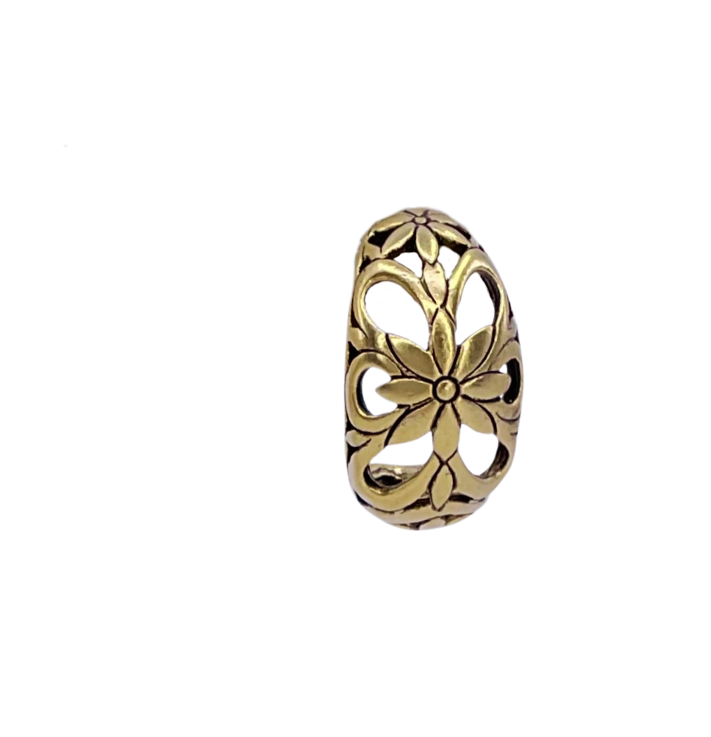 Reproduction Gold Plated Floral Half Hoop Earrings