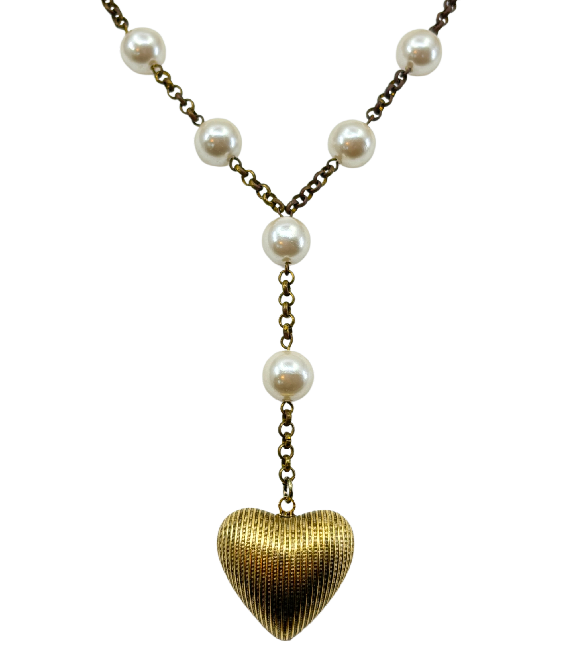 Limited Edition Brass Heart & Pearl Necklace