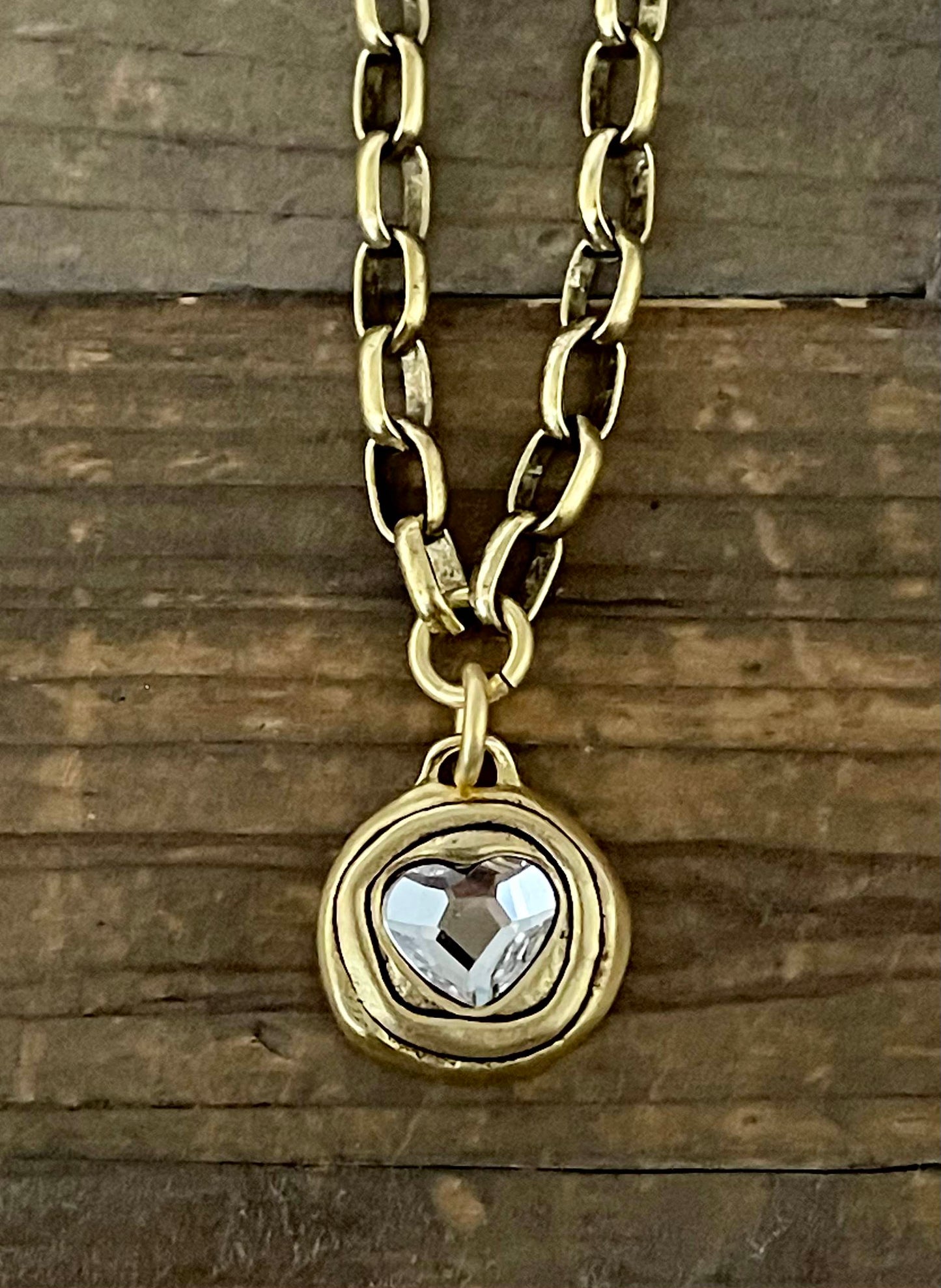 Gold Plated 18" Chain with Swarovski Crystal Heart Pendant