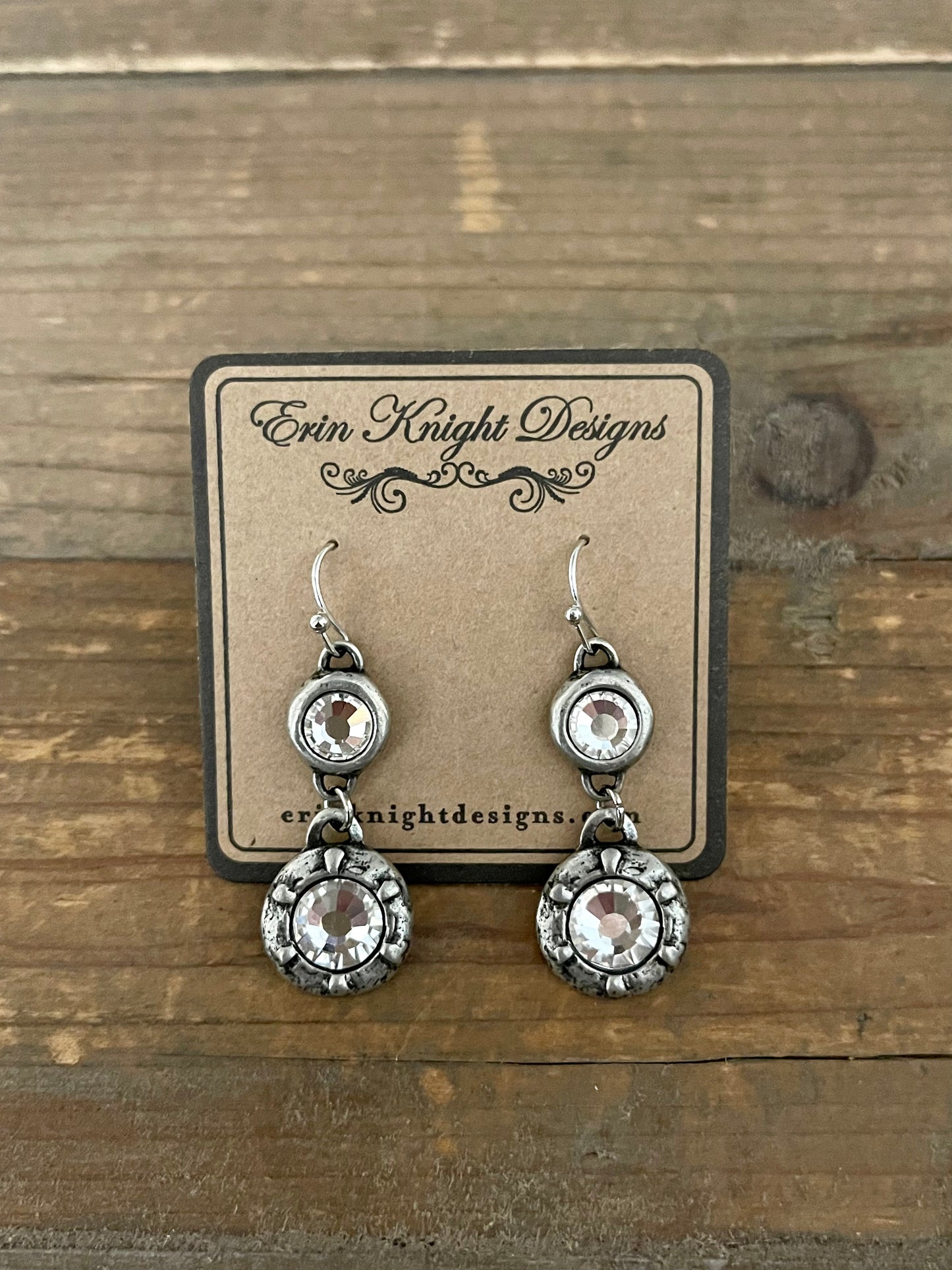 Sterling Plated Double Swarovski Crystal Earrings