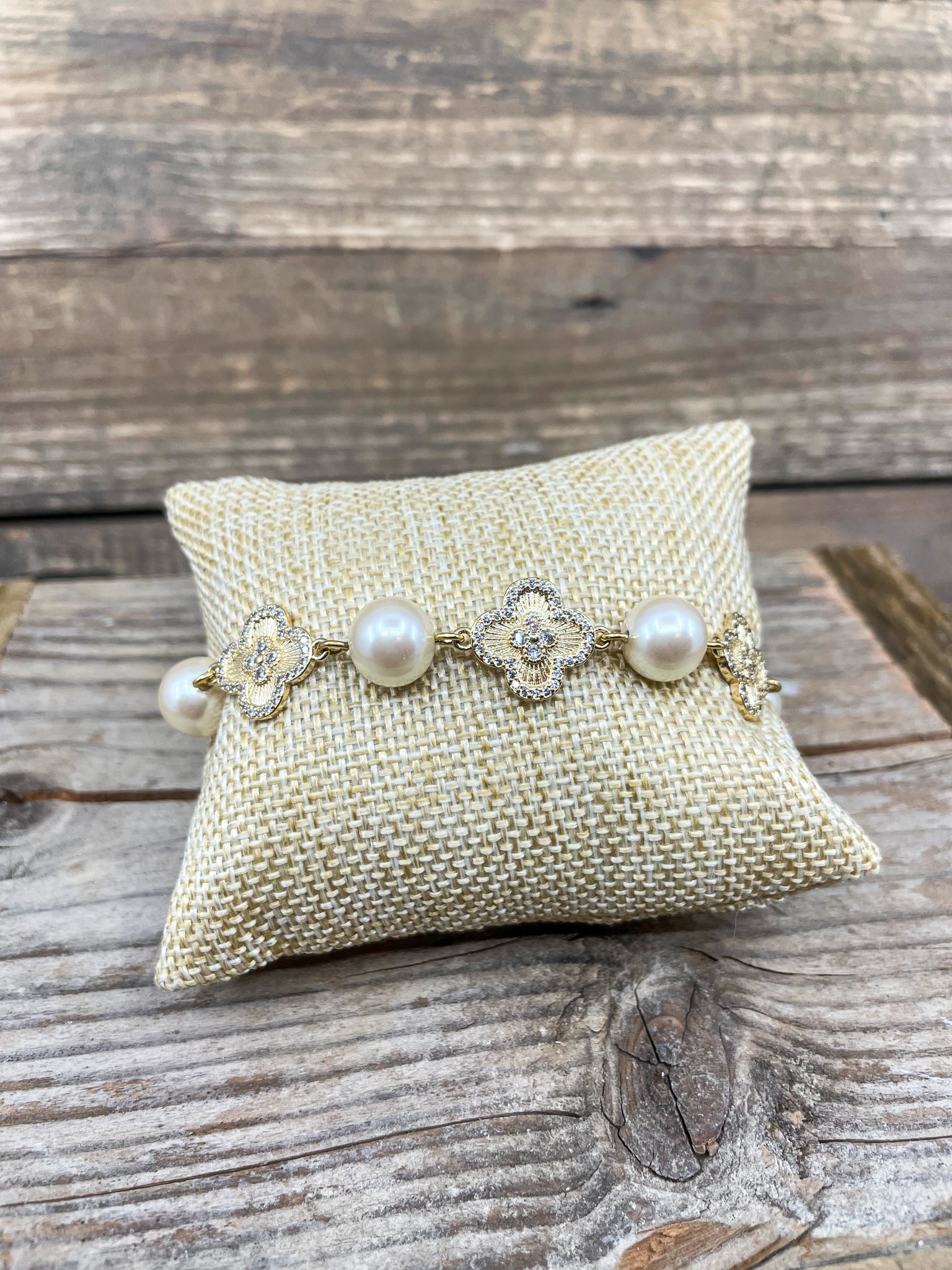 Dainty Pearl Charm Bracelet