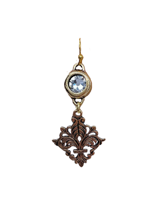 Swarovski Crystal and Fleur De Lis Earrings