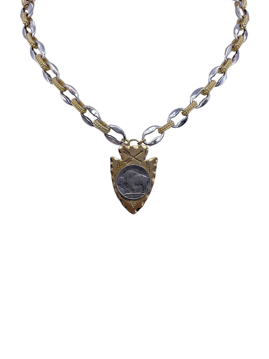 Vintage Mixed Metal Chain with Vintage Buffalo Coin