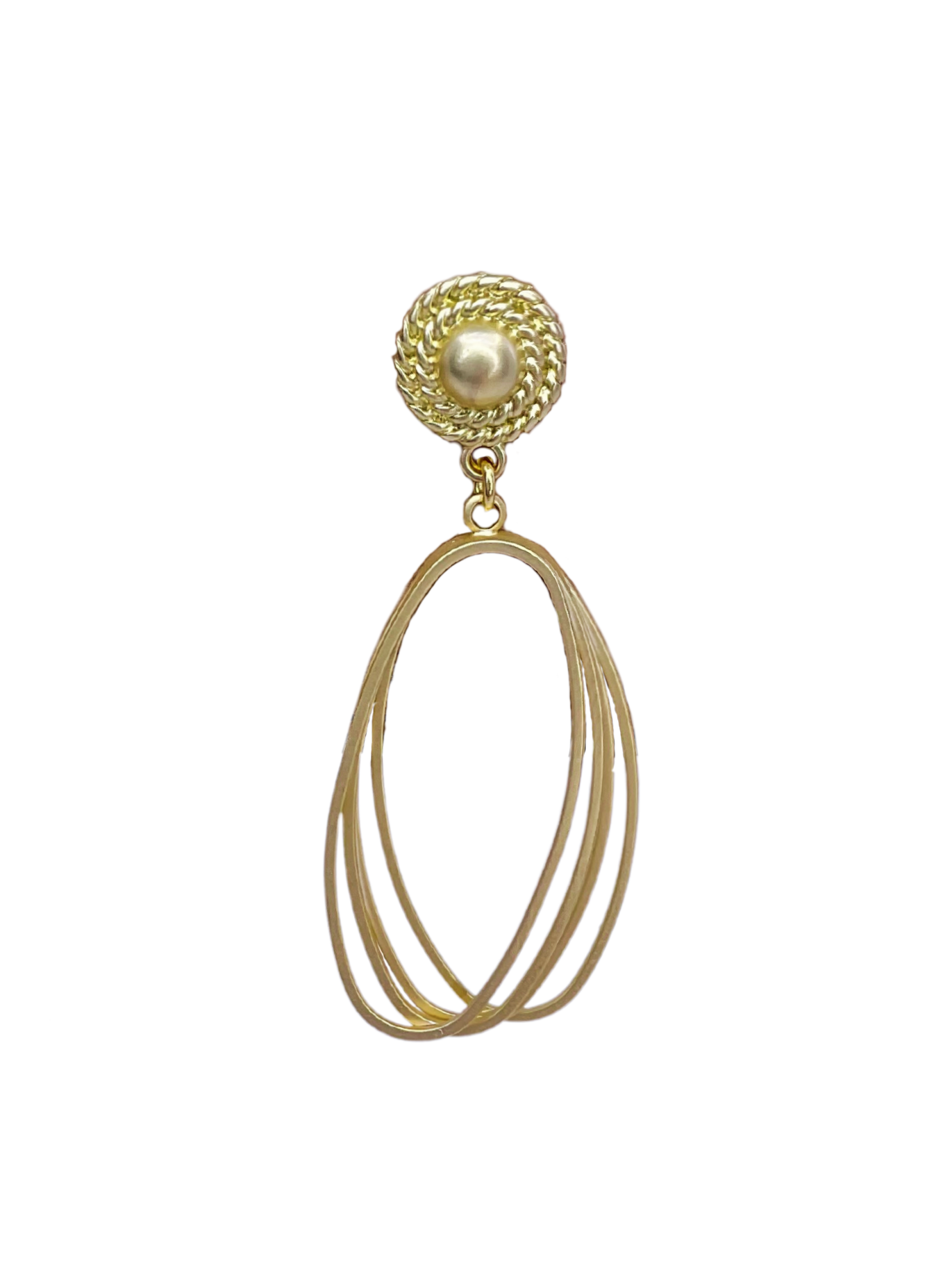 Matte Gold Elongated Hoop Earrings