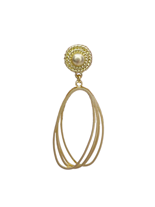 Matte Gold Elongated Hoop Earrings