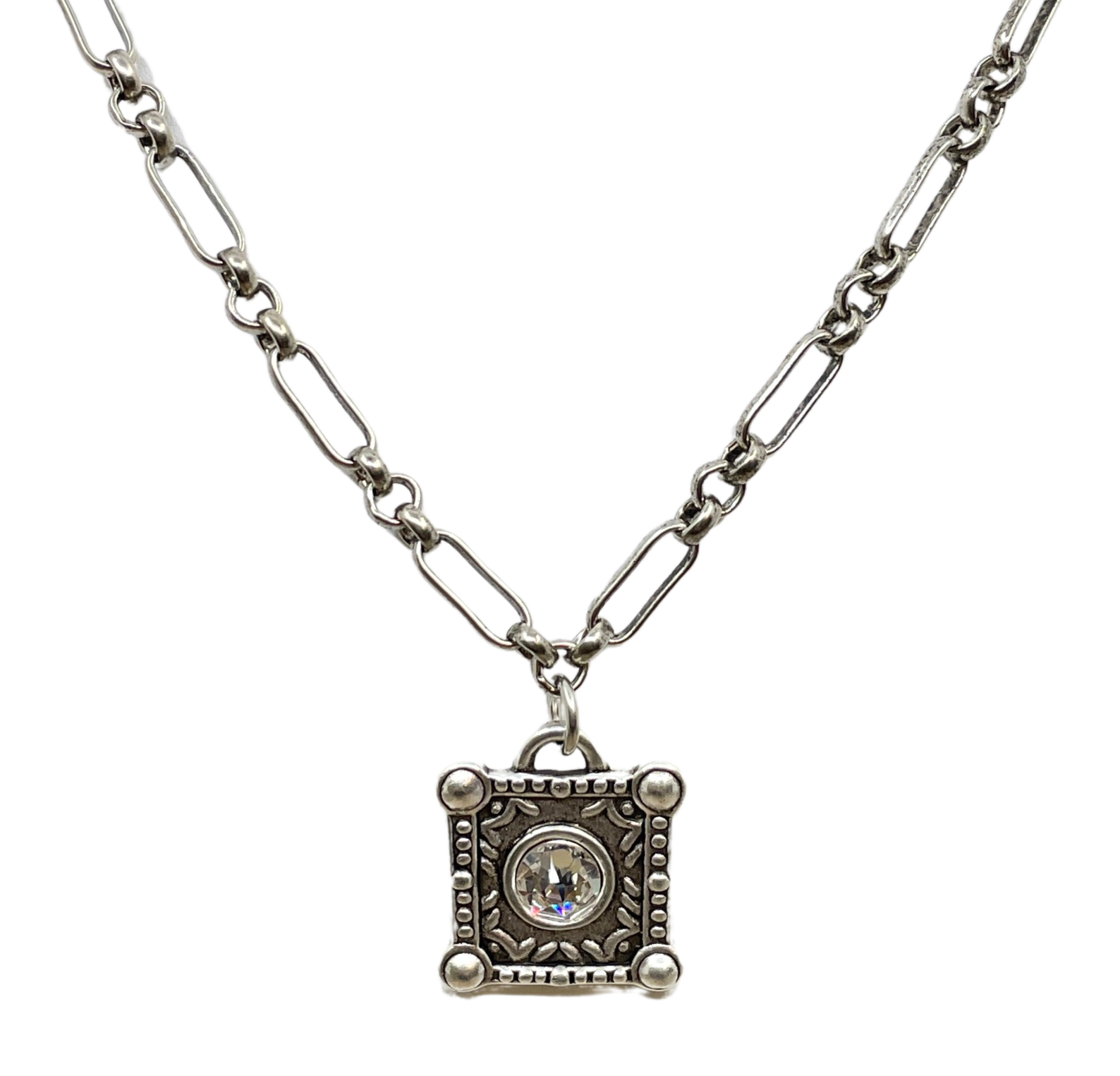Sterling Plated 18" Chain with Swarovski Crystal Pendant