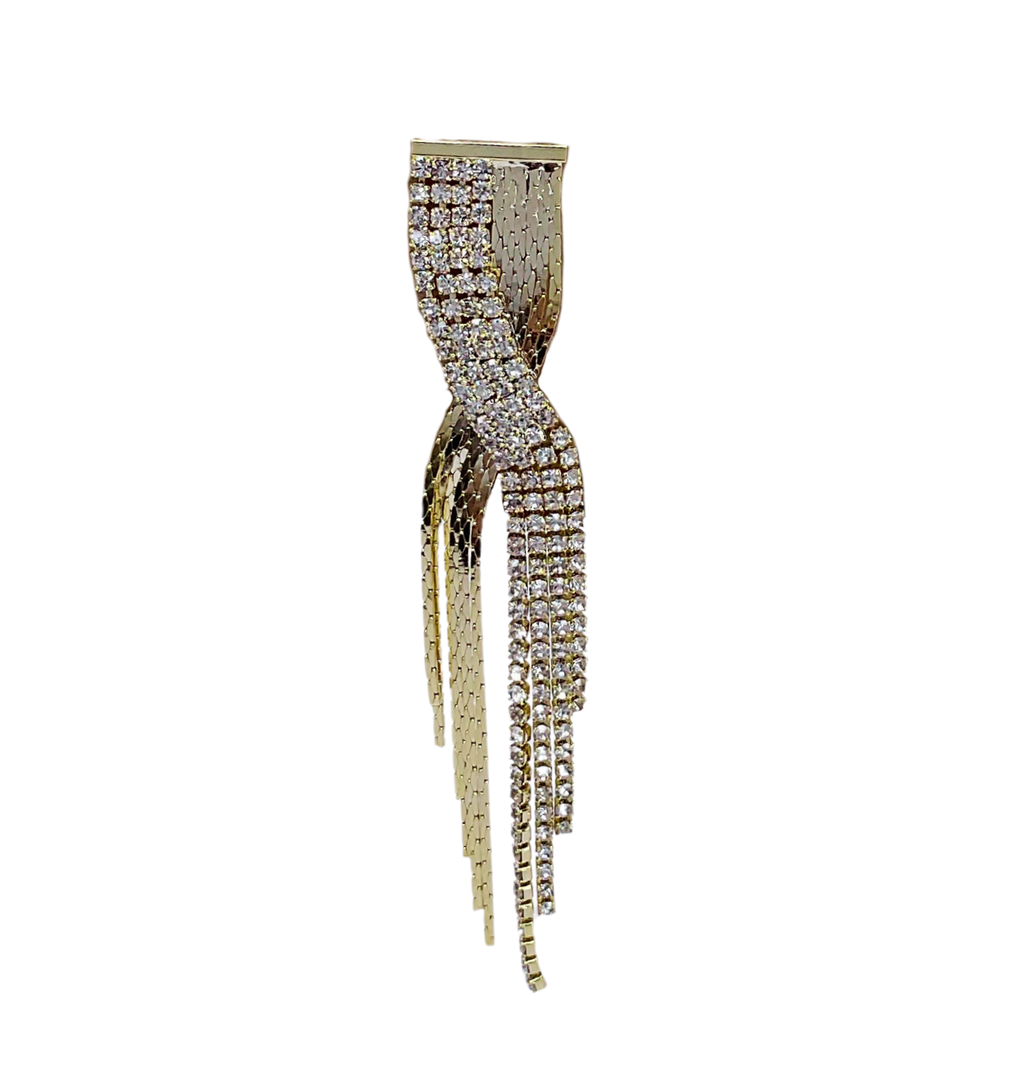 Gold Plated Crossover Rhinestone Earrings